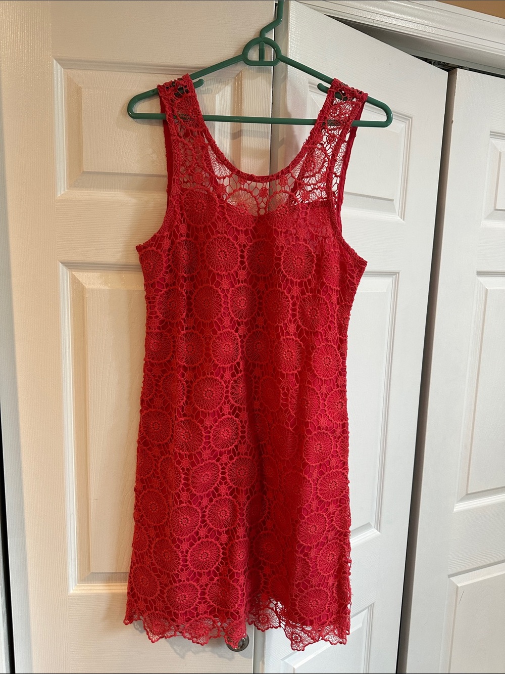 Mud Pie Red Crochet Mini Dress